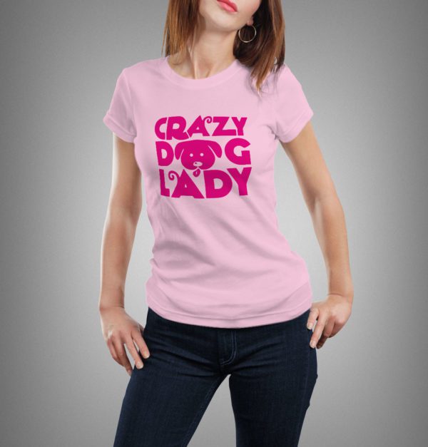 rózsaszín crazy dog lady mintás női póló