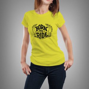 sárga born to ride mintás női póló