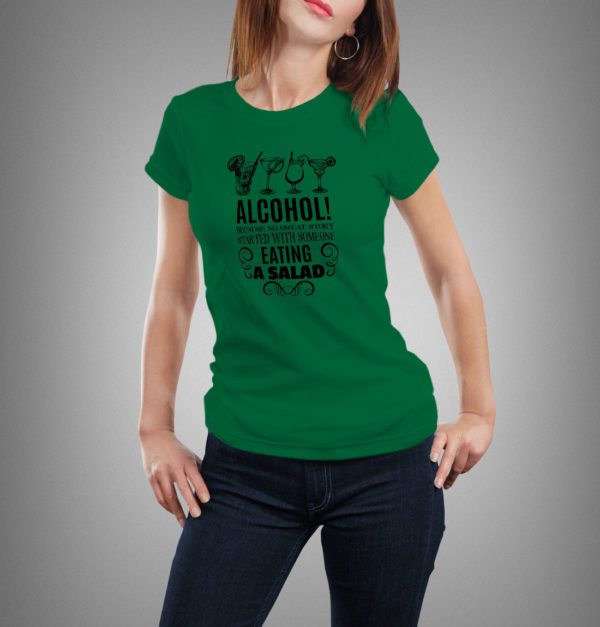 zöld alcohol! mintás női póló