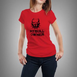 piros pitbull owner mintás női póló