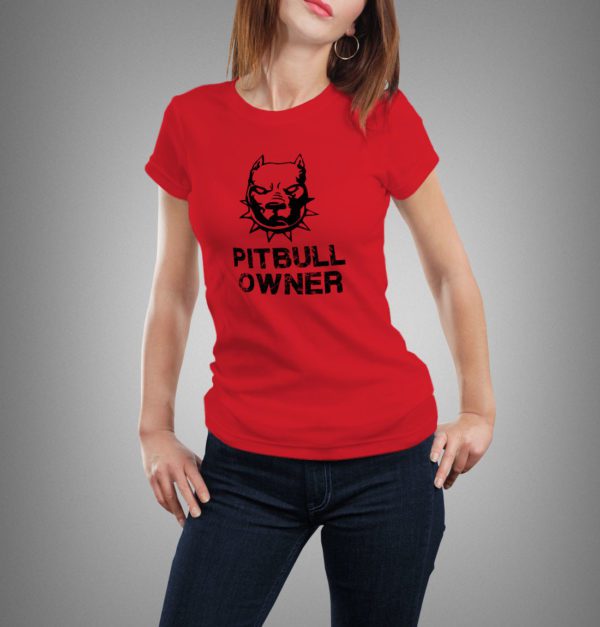 piros pitbull owner mintás női póló