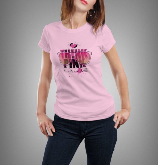 rózsaszín think pink mintás női póló