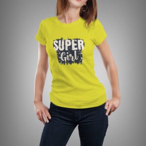 sárga super girl mintás női póló