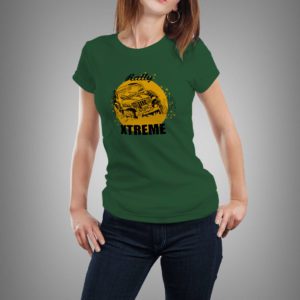 vadászzöld rally mintás női póló
