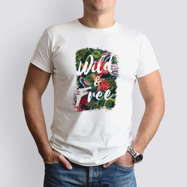 fehér wild & free mintás férfi póló