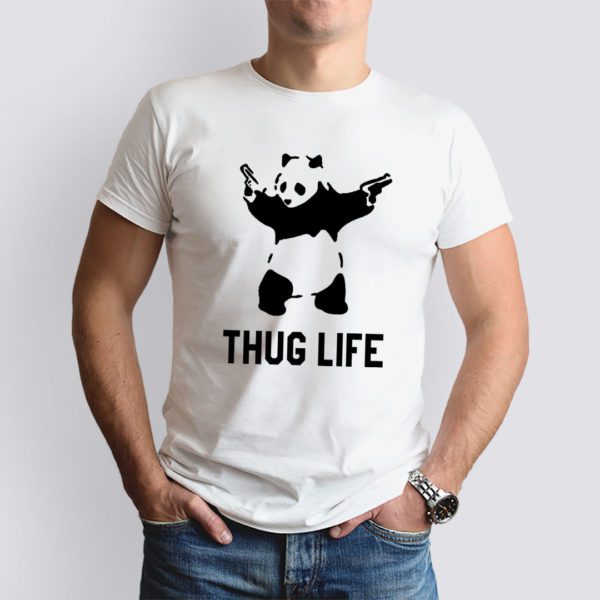fehér thug life mintás férfi póló