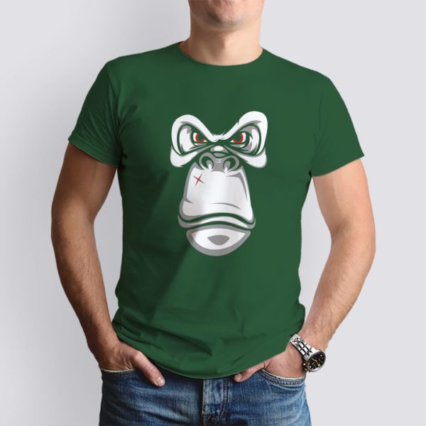 vadászzöld monkey mintás férfi póló