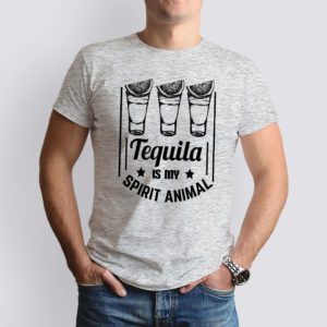 világosszürke tequila is my spirit animal mintás férfi póló