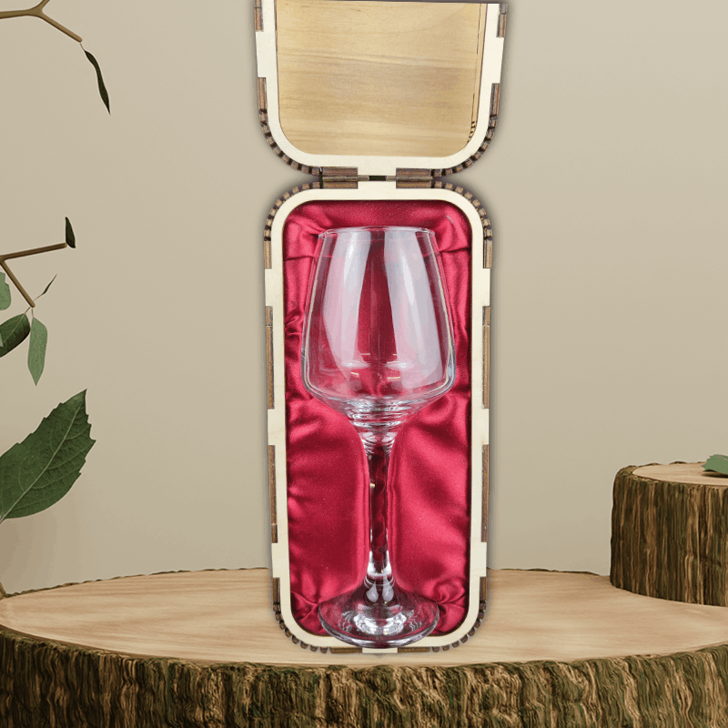 Gravírozott kerek oldalú boros pohár díszdoboz - 1 darabos - Image 2