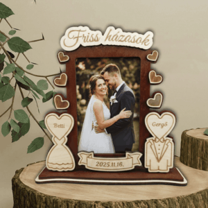 Egyedi gravírozott fa képkeret | Személyre szabott nászajándék