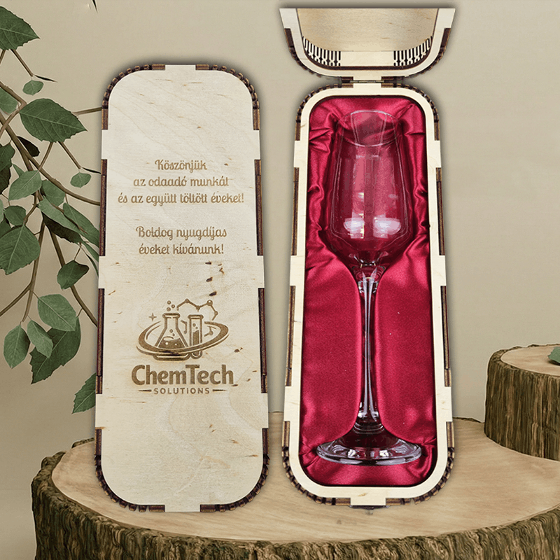 Gravírozott kerek oldalú pezsgős pohár díszdoboz - 1 darabos - Image 3