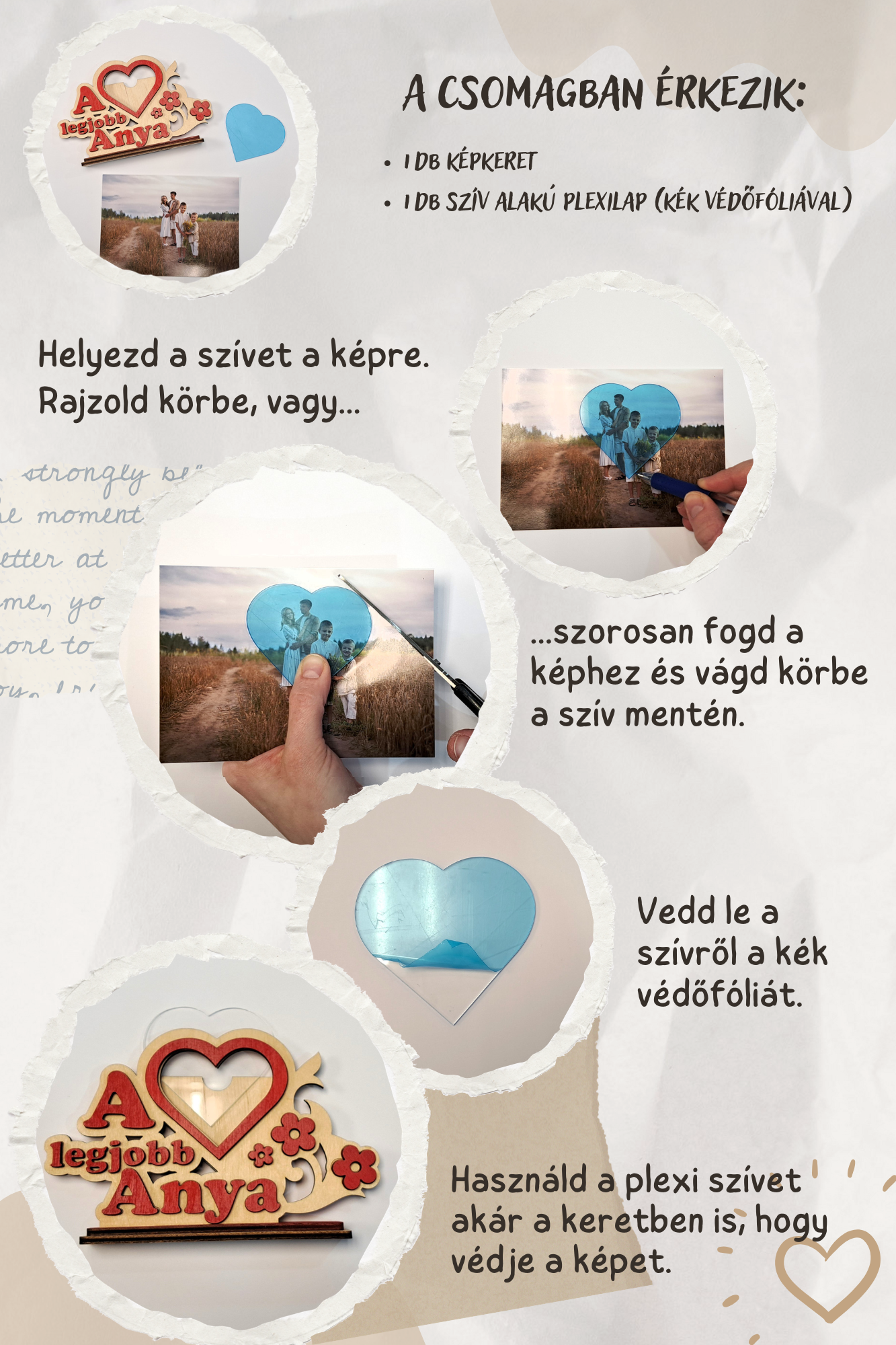 Gravírozott szív alakú képkeret - Image 2